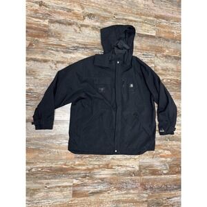 Mens Carhartt C72 Black Hooded Waterproof Breathable Full Zip Work Coat Size XXL